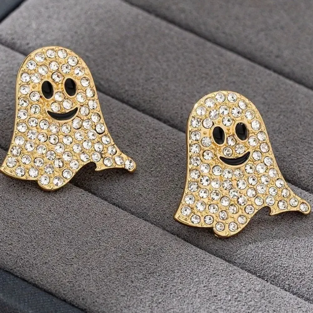 Ghost Rhinestone Halloween Earrings  ￼
